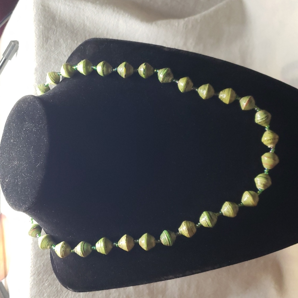 Beautiful Rolled Paper Bead Necklace Recycled "Bead For Life" Handmade In Uganda